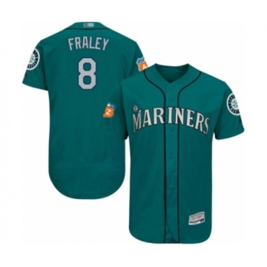Men's Seattle Mariners #8 Jake Fraley Teal Green Alternate Flex Base Authentic Collection Baseball Player Jersey Men's Seattle Mariners #8 Jake Fraley Teal Green Alternate Flex Base Authentic Collection Baseball Player Jersey