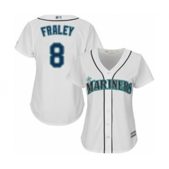 Women's Seattle Mariners #8 Jake Fraley Authentic White Home Cool Base Baseball Player Jersey Women's Seattle Mariners #8 Jake Fraley Authentic White Home Cool Base Baseball Player Jersey