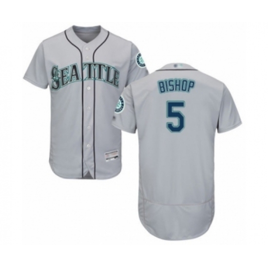 Men's Seattle Mariners #5 Braden Bishop Grey Road Flex Base Authentic Collection Baseball Player Jersey Men's Seattle Mariners #5 Braden Bishop Grey Road Flex Base Authentic Collection Baseball Player Jersey