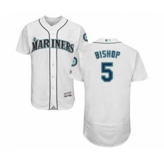 Men's Seattle Mariners #5 Braden Bishop White Home Flex Base Authentic Collection Baseball Player Jersey Men's Seattle Mariners #5 Braden Bishop White Home Flex Base Authentic Collection Baseball Player Jersey