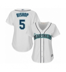 Women's Seattle Mariners #5 Braden Bishop Authentic White Home Cool Base Baseball Player Jersey Women's Seattle Mariners #5 Braden Bishop Authentic White Home Cool Base Baseball Player Jersey