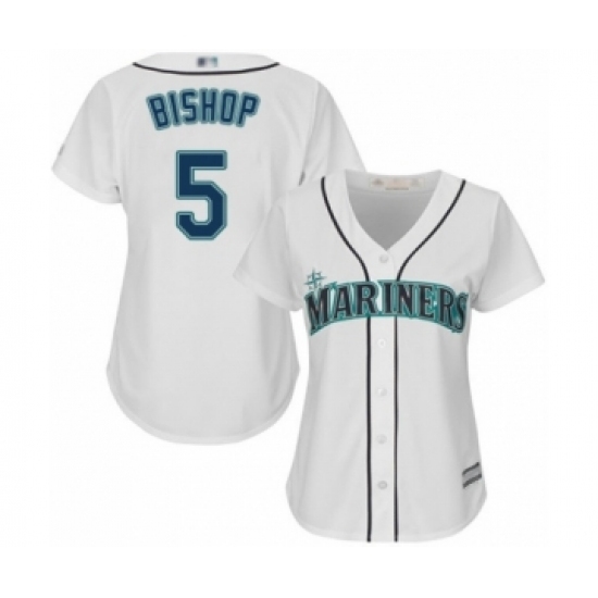 Women's Seattle Mariners #5 Braden Bishop Authentic White Home Cool Base Baseball Player Jersey Women's Seattle Mariners #5 Braden Bishop Authentic White Home Cool Base Baseball Player Jersey