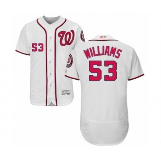 Men's Washington Nationals #53 Austen Williams White Home Flex Base Authentic Collection Baseball Player Jersey Men's Washington Nationals #53 Austen Williams White Home Flex Base Authentic Collection Baseball Player Jersey
