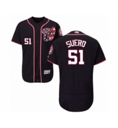 Men's Washington Nationals #51 Wander Suero Navy Blue Alternate Flex Base Authentic Collection Baseball Player Jersey