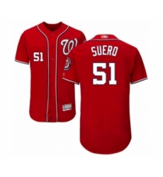 Men's Washington Nationals #51 Wander Suero Red Alternate Flex Base Authentic Collection Baseball Player Jersey