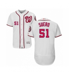 Men's Washington Nationals #51 Wander Suero White Home Flex Base Authentic Collection Baseball Player Jersey