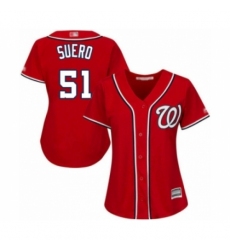 Women's Washington Nationals #51 Wander Suero Authentic Red Alternate 1 Cool Base Baseball Player Jersey