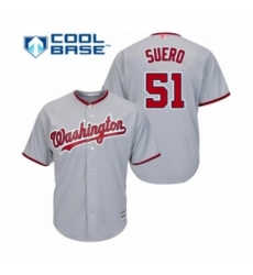 Youth Washington Nationals #51 Wander Suero Authentic Grey Road Cool Base Baseball Player Jersey