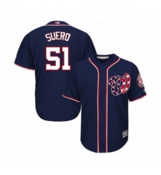 Youth Washington Nationals #51 Wander Suero Authentic Navy Blue Alternate 2 Cool Base Baseball Player Jersey