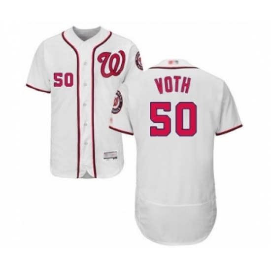 Men's Washington Nationals #50 Austin Voth White Home Flex Base Authentic Collection Baseball Player Jersey Men's Washington Nationals #50 Austin Voth White Home Flex Base Authentic Collection Baseball Player Jersey