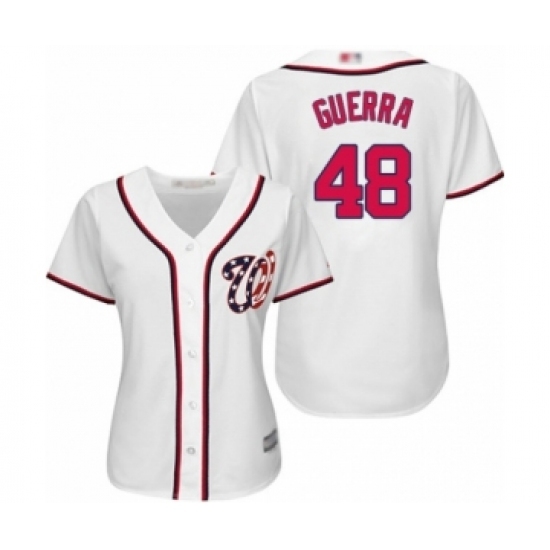 Women's Washington Nationals #48 Javy Guerra Authentic White Home Cool Base Baseball Player Jersey Women's Washington Nationals #48 Javy Guerra Authentic White Home Cool Base Baseball Player Jersey