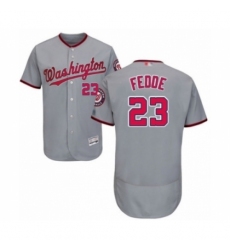 Men's Washington Nationals #23 Erick Fedde Grey Road Flex Base Authentic Collection Baseball Player Jersey