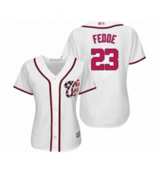 Women's Washington Nationals #23 Erick Fedde Authentic White Home Cool Base Baseball Player Jersey