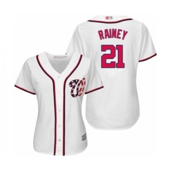 Women's Washington Nationals #21 Tanner Rainey Authentic White Home Cool Base Baseball Player Jersey Women's Washington Nationals #21 Tanner Rainey Authentic White Home Cool Base Baseball Player Jersey