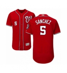 Men's Washington Nationals #5 Adrian Sanchez Red Alternate Flex Base Authentic Collection Baseball Player Jersey Men's Washington Nationals #5 Adrian Sanchez Red Alternate Flex Base Authentic Collection Baseball Player Jersey