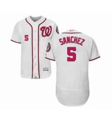 Men's Washington Nationals #5 Adrian Sanchez White Home Flex Base Authentic Collection Baseball Player Jersey Men's Washington Nationals #5 Adrian Sanchez White Home Flex Base Authentic Collection Baseball Player Jersey