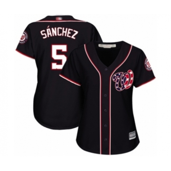 Women's Washington Nationals #5 Adrian Sanchez Authentic Navy Blue Alternate 2 Cool Base Baseball Player Jersey Women's Washington Nationals #5 Adrian Sanchez Authentic Navy Blue Alternate 2 Cool Base Baseball Player Jersey