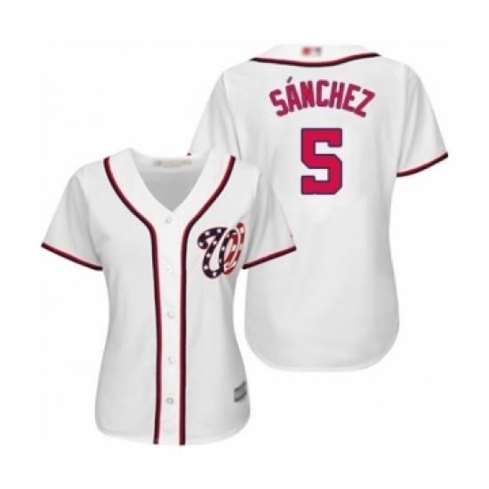 Women's Washington Nationals #5 Adrian Sanchez Authentic White Home Cool Base Baseball Player Jersey Women's Washington Nationals #5 Adrian Sanchez Authentic White Home Cool Base Baseball Player Jersey