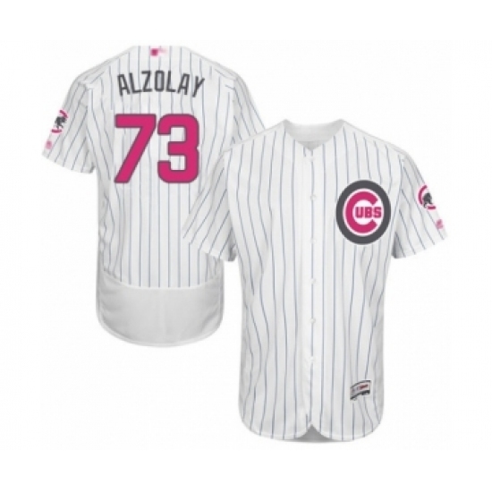 Men's Chicago Cubs #73 Adbert Alzolay Authentic White 2016 Mother's Day Fashion Flex Base Baseball Player Jersey Men's Chicago Cubs #73 Adbert Alzolay Authentic White 2016 Mother's Day Fashion Flex Base Baseball Player Jersey