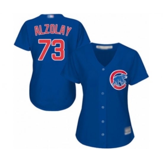 Women's Chicago Cubs #73 Adbert Alzolay Authentic Royal Blue Alternate Cool Base Baseball Player Jersey Women's Chicago Cubs #73 Adbert Alzolay Authentic Royal Blue Alternate Cool Base Baseball Player Jersey