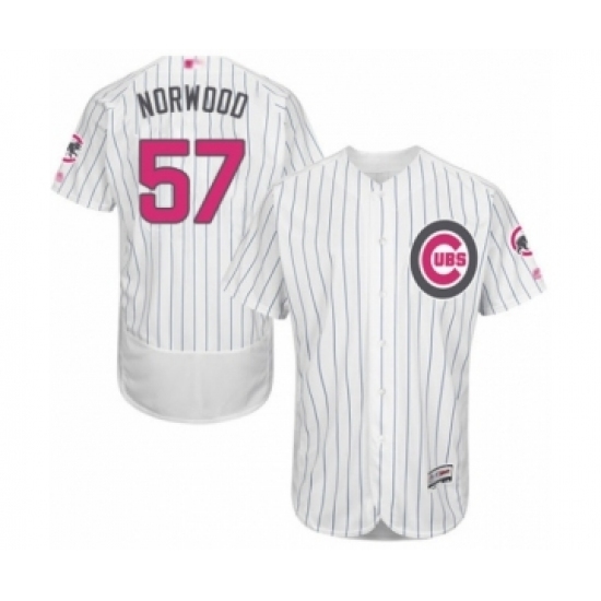 Men's Chicago Cubs #57 James Norwood Authentic White 2016 Mother's Day Fashion Flex Base Baseball Player Jersey Men's Chicago Cubs #57 James Norwood Authentic White 2016 Mother's Day Fashion Flex Base Baseball Player Jersey