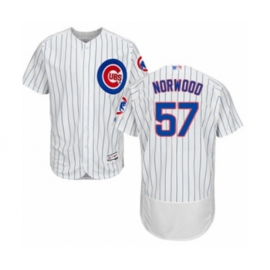 Men's Chicago Cubs #57 James Norwood White Home Flex Base Authentic Collection Baseball Player Jersey Men's Chicago Cubs #57 James Norwood White Home Flex Base Authentic Collection Baseball Player Jersey