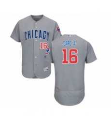 Men's Chicago Cubs #16 Robel Garcia Grey Road Flex Base Authentic Collection Baseball Player Jersey