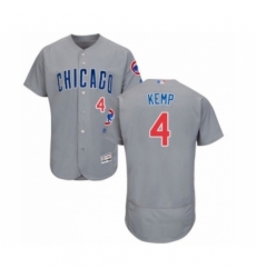 Men's Chicago Cubs #4 Tony Kemp Grey Road Flex Base Authentic Collection Baseball Player Jersey