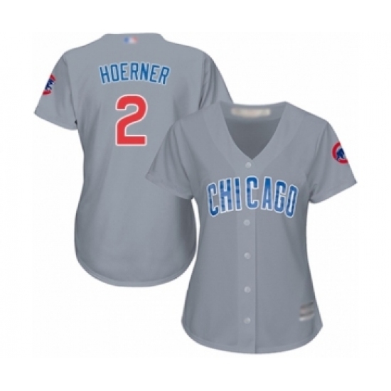 Women's Chicago Cubs #2 Nico Hoerner Authentic Grey Road Cool Base Baseball Player Jersey Women's Chicago Cubs #2 Nico Hoerner Authentic Grey Road Cool Base Baseball Player Jersey