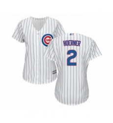 Women's Chicago Cubs #2 Nico Hoerner Authentic White Home Cool Base Baseball Player Jersey Women's Chicago Cubs #2 Nico Hoerner Authentic White Home Cool Base Baseball Player Jersey
