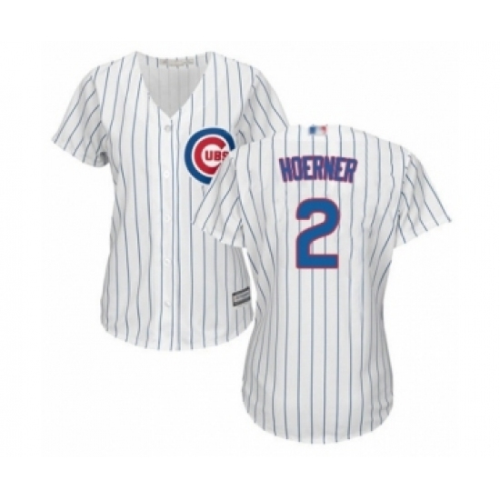 Women's Chicago Cubs #2 Nico Hoerner Authentic White Home Cool Base Baseball Player Jersey Women's Chicago Cubs #2 Nico Hoerner Authentic White Home Cool Base Baseball Player Jersey