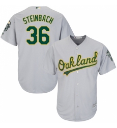 Men's Majestic Oakland Athletics #36 Terry Steinbach Replica Grey Road Cool Base MLB Jersey
