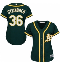 Women's Majestic Oakland Athletics #36 Terry Steinbach Replica Green Alternate 1 Cool Base MLB Jersey