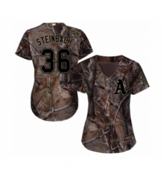 Women's Oakland Athletics #36 Terry Steinbach Authentic Camo Realtree Collection Flex Base Baseball Jersey