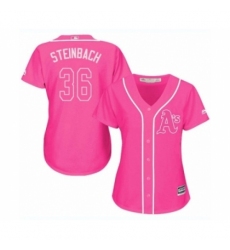 Women's Oakland Athletics #36 Terry Steinbach Authentic Pink Fashion Cool Base Baseball Jersey