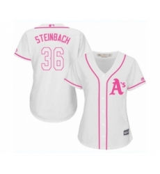 Women's Oakland Athletics #36 Terry Steinbach Replica White Fashion Cool Base Baseball Jersey