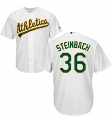 Youth Majestic Oakland Athletics #36 Terry Steinbach Replica White Home Cool Base MLB Jersey