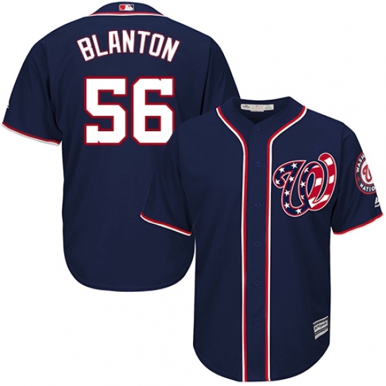 Men's Majestic Washington Nationals #56 Joe Blanton Replica Navy Blue Alternate 2 Cool Base MLB Jersey Men's Majestic Washington Nationals #56 Joe Blanton Replica Navy Blue Alternate 2 Cool Base MLB Jersey