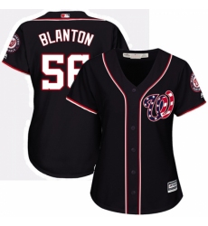 Women's Majestic Washington Nationals #56 Joe Blanton Authentic Navy Blue Alternate 2 Cool Base MLB Jersey
