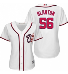 Women's Majestic Washington Nationals #56 Joe Blanton Authentic White Home Cool Base MLB Jersey