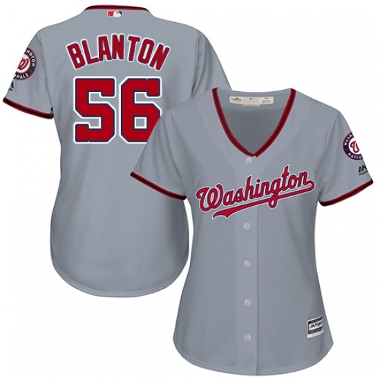 Women's Majestic Washington Nationals #56 Joe Blanton Replica Grey Road Cool Base MLB Jersey Women's Majestic Washington Nationals #56 Joe Blanton Replica Grey Road Cool Base MLB Jersey