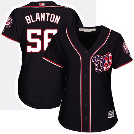 Women's Majestic Washington Nationals #56 Joe Blanton Replica Navy Blue Alternate 2 Cool Base MLB Jersey Women's Majestic Washington Nationals #56 Joe Blanton Replica Navy Blue Alternate 2 Cool Base MLB Jersey