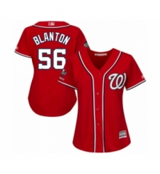 Women's Washington Nationals #56 Joe Blanton Authentic Red Alternate 1 Cool Base 2019 World Series Champions Baseball Jersey