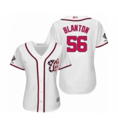 Women's Washington Nationals #56 Joe Blanton Authentic White Home Cool Base 2019 World Series Champions Baseball Jersey