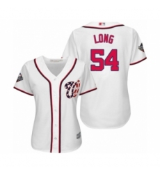 Women's Washington Nationals #54 Kevin Long Authentic White Home Cool Base 2019 World Series Bound Baseball Jersey Women's Washington Nationals #54 Kevin Long Authentic White Home Cool Base 2019 World Series Bound Baseball Jersey