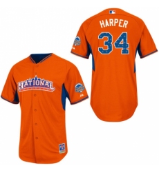 Men's Majestic Washington Nationals #34 Bryce Harper Authentic Orange National League 2013 All-Star BP MLB Jersey