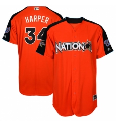 Men's Majestic Washington Nationals #34 Bryce Harper Authentic Orange National League 2017 MLB All-Star MLB Jersey
