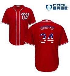 Men's Majestic Washington Nationals #34 Bryce Harper Authentic Red USA Flag Fashion MLB Jersey