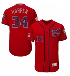 Men's Majestic Washington Nationals #34 Bryce Harper Red Fashion Stars & Stripes Flex Base MLB Jersey