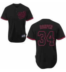 Men's Majestic Washington Nationals #34 Bryce Harper Replica Black Fashion MLB Jersey